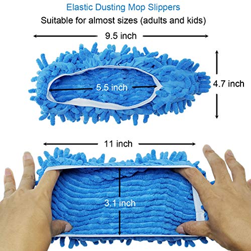 M-Jump 8 Pcs 4 Pairs Duster Mop Slippers Cover, Multi Function Chenille Fibre Washable Dust Mop Floor Cleaning Shoes For Bathroom, Office, Kitchen, House Polishing #TOP1