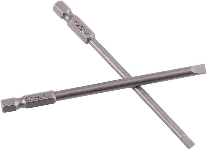 4pcs 100mm Magnetic Flat Head Slotted Tip Screwdrivers Bits Set 1/4 Inch Hex Shank 3mm 4mm 5mm 6mm