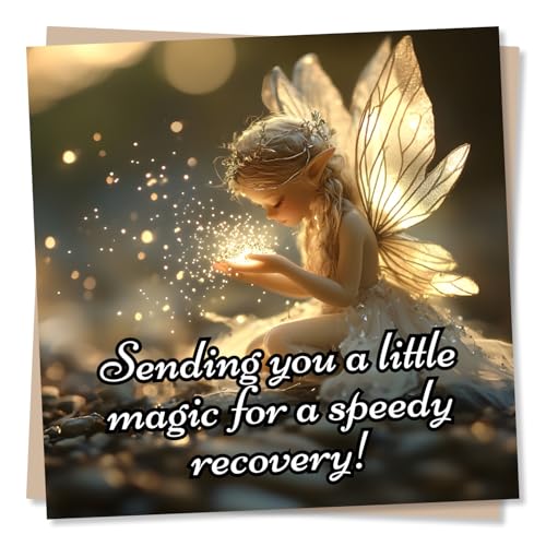 Beautiful Get Well Soon Card for Loved One - Sending You A Little Magic For A Speedy Recovery - Fairy Dust, Fantasy - For Friend, Bestie, Colleague, Relative, Women, Woman, Men
