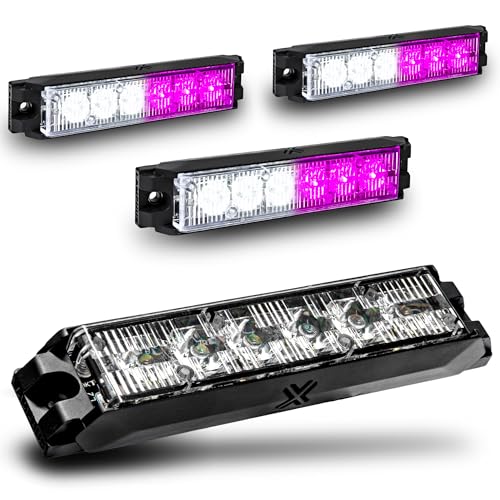 Image of LAMPHUS 4pc NanoFlare 5 inch 6W Purple White LED Surface Mount Police Grill Strobe Warning Lights [SAE Class 1] 12V Grille Flashing Emergency Lights for Funeral Escort Service Vehicle Truck Cars