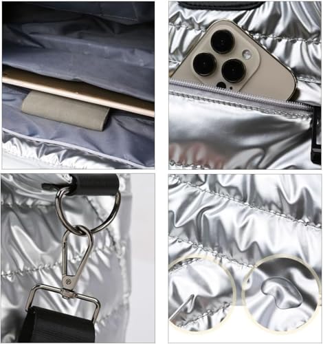 Fashion Casual Women’s Shoulder Bag – Large Capacity & Waterproof Lightweight Quilted Puffer Tote Bag for Women (Blue)4