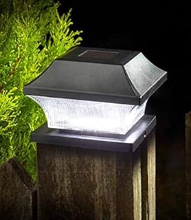 Garden Mile Solar LED Post Cap Light for Outdoor Fence Posts or Decking in Your Garden, These Square Post Cap Lamps for Posts, Deck, Patio or Fence (Post Cap Lights - Black, Set of 4)