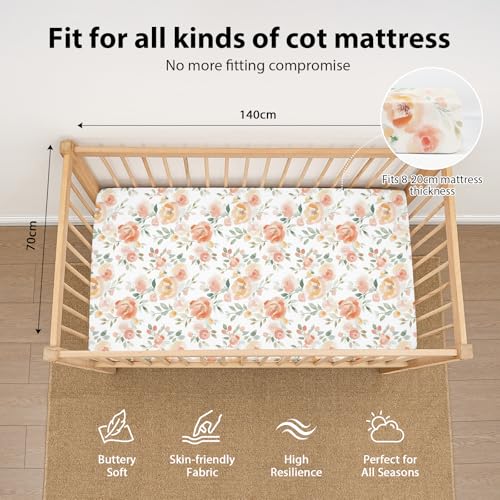 FIEMOL Baby Spannbettlaken 70x140 cm Kinderbett Spannbetttuch, 3er-Pack Mikrofaser Bettlaken Für Babybett… – Ansicht 2