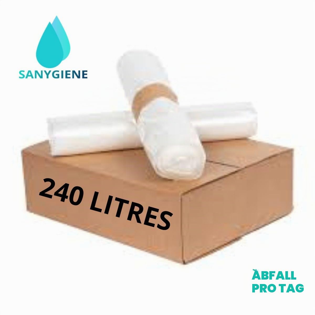Müllbeutel, Müllsäcke, Abfallsäcke, 240 l, transparent | für 200-l-Mülleimer oder Behälter mit 2 Rädern | hohe Widerstandsfähigkeit | Auslaufschutz – schmutzabweisend – Anti-Waschen