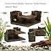 Fish Tank Tree Hole Hideout with 4 Artificial Aquarium Plants | Aquarium Hideout, Shrimp Cave, Aquarium Decor, Fish Tank Accessories for Betta, Guppy, Shrimp, Small Fish