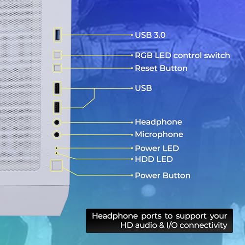 Image of Zebronics AERO Gaming Cabinet with 3 x 120mm Front ARGB LED Fans, Rear hinged Side Glass Panel & 4 x120mm ARGB LED Fans, Front and Side Tempered Glass (White)