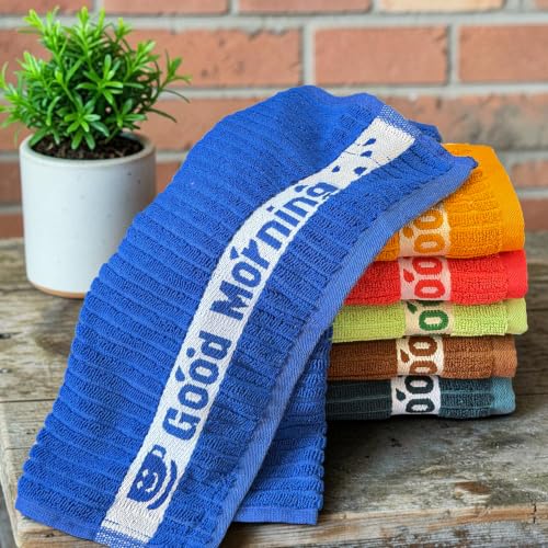 Image of Hand Towel Set of 6 (40x60 cm, 450 GSM) - Soft Cotton, Absorbent, Quick Dry - Bathroom, Wash Basin, Kitchen, Travel & Gym Face & Hand Towel for Men & Women-Multicolor