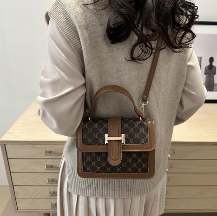 A new personalized, fashionable and simple single-shoulder bag，Designer Monogram Crossbody Handbag, Brown Leather Trim2