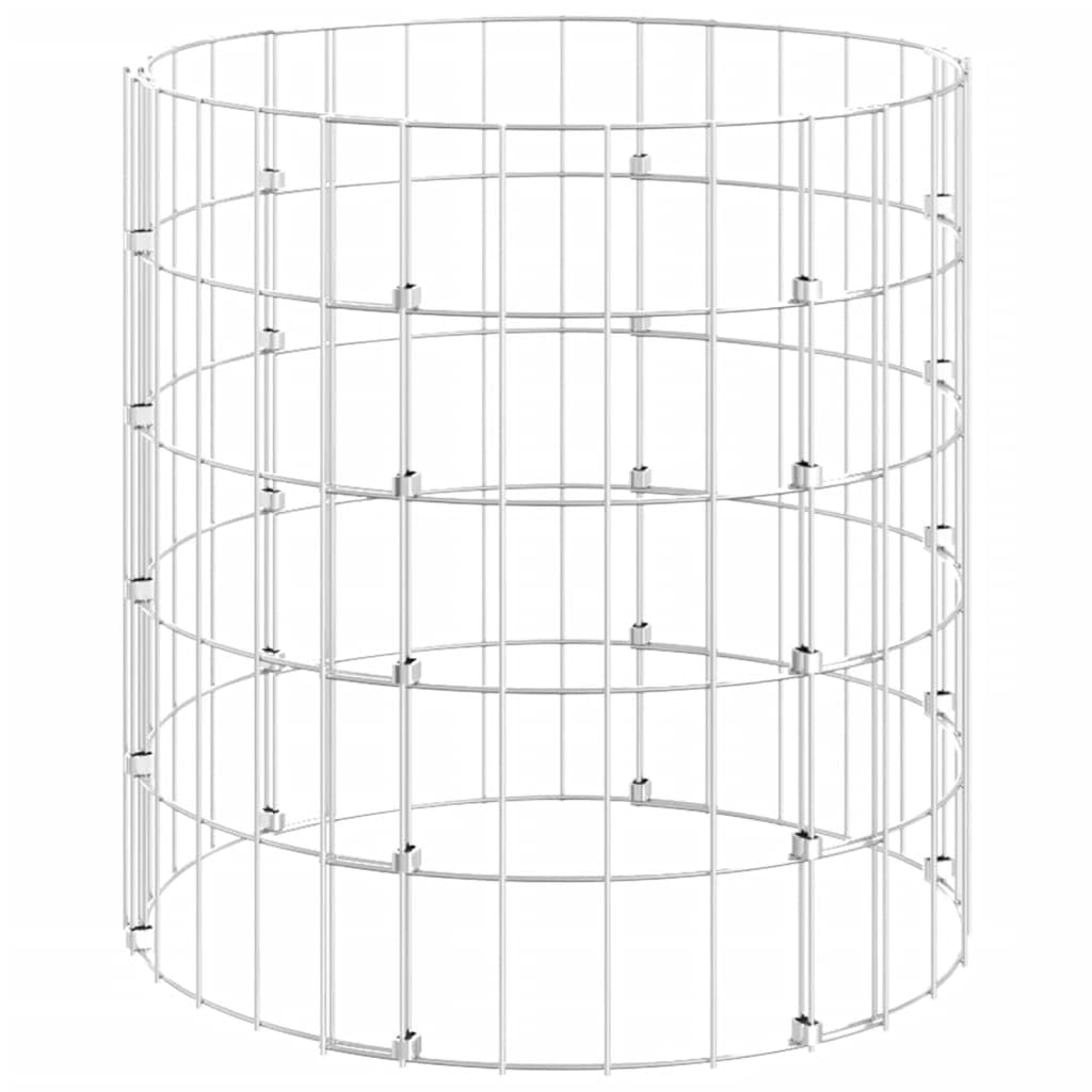 Vidaxl (50 X 50 Cm (Dia. X H)) Circular Gabion Pole Garden Gabion Basket Gabion Cage Galvanised Steel