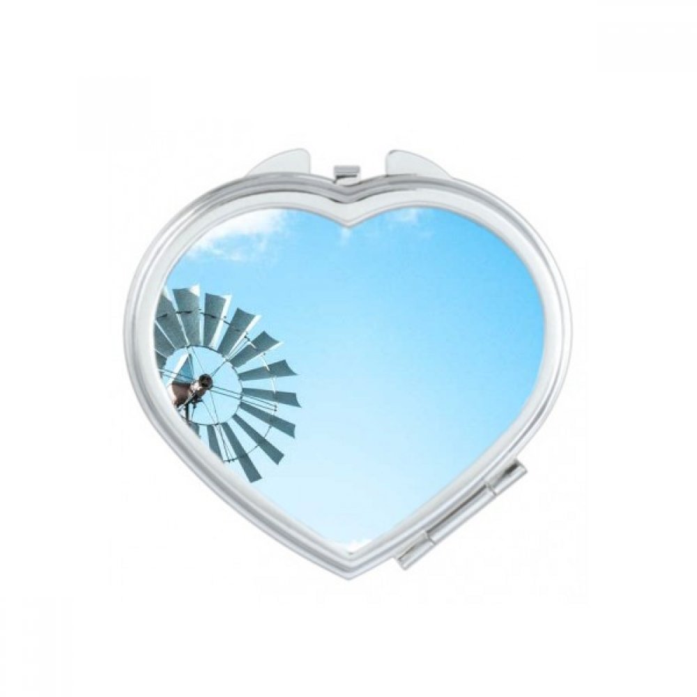 Miroir de poche compact DIYthinker au motif de feuilles vert et bleu ciel pour maquillage