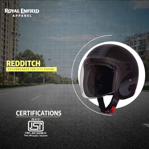 Image of ROYAL ENFIELD REDDITCH Open Face MLG 1901 | ISI Certified | Shell Construction: Built with High Impact Grade ABS | High-Strength EPS Liner | Micrometric Lock | UV-Resistant PU Paints MATT Black XL