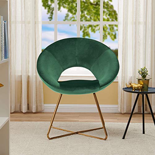Duhome Dining Chair Chair Mid-Century Modern Upholstered Leisure Club Velvet Cushion for Living Room Bedroom Reception Area Dark Green 1pcs