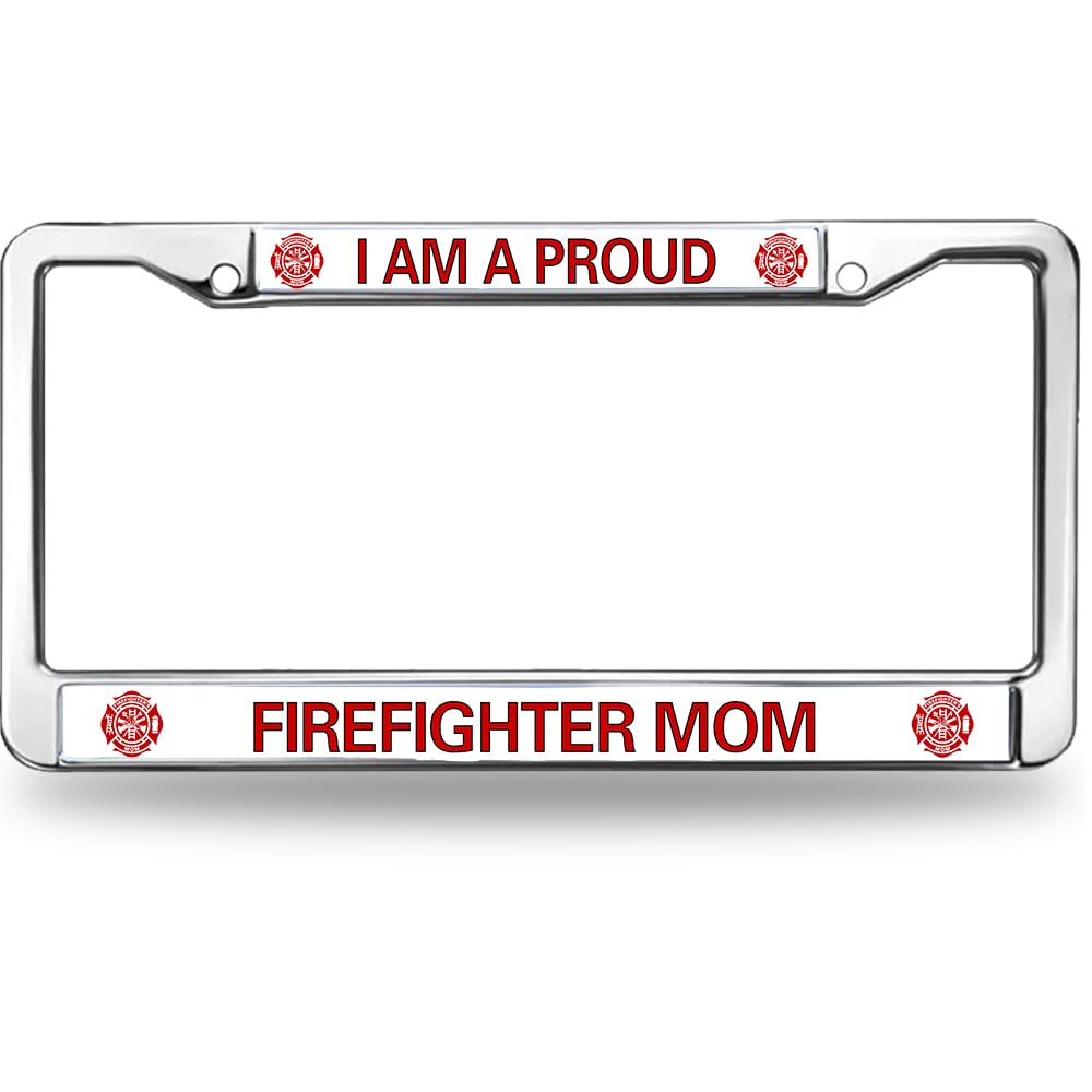 Proud Firefighter Mom Weather-Proof License Plate Frame Firefighter Gift License Plate Frame Military for Firefighters