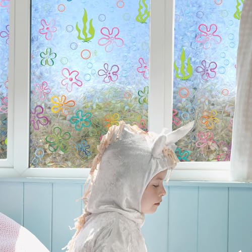 Vinilo decorativo para ventana Runtoo con efecto vitral floral grande miniatura 2
