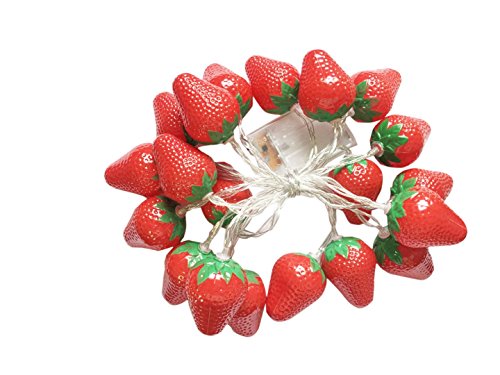 SDOUBLEM 3M 20LED Fruit Strawberry String Lights Battery Powered Indoor Outdoor Lighting Lamp for Wedding Home Birthday Garden Yard Patio Party Christmas Tree Cute Decorations