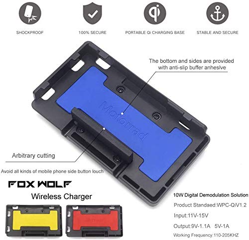 R&P Soporte de navegación del Cargador inalámbrico de la Motocicleta Carga rápida para BMW R1200GS R1250GS S1000XR F800GS F750GS Soporte de GPS (Azul) 