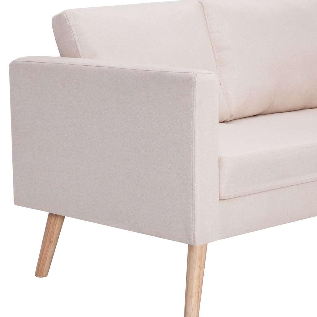 Hothingwell Divano 3 Posti Tessuto Crema | Fodera rimovibile lavabile, tessuto resistente all'usura, telaio in legno solido, 110 kg per sedile