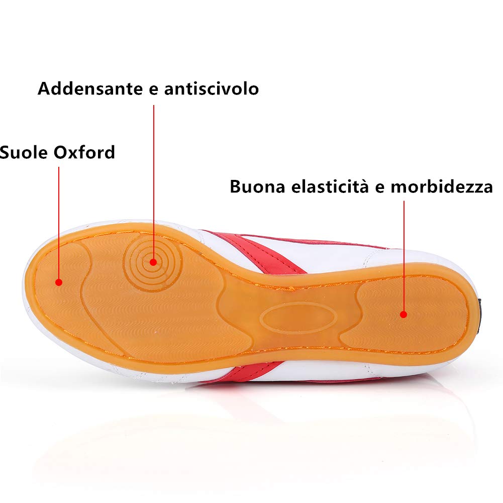 Scarpe Unisex in Similpelle per Taekwondo, Boxe, Kung Fu e Tai Chi - Leggere e Antiscivolo per Un Allenamento Confortevole - Disponibili in Diverse Misure
