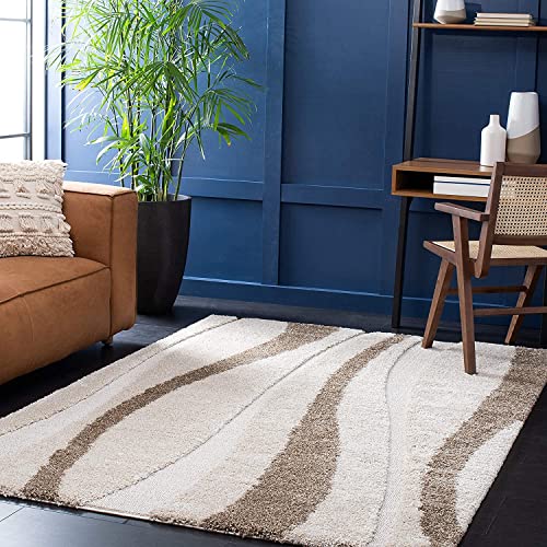 Image of Export Quality Microfiber Hand Woven Shaggy Carpet Collection with 2 inch Pile Height Carpet for Living Room & Hall Size 9x9 feet Round coular Ivory /Beige