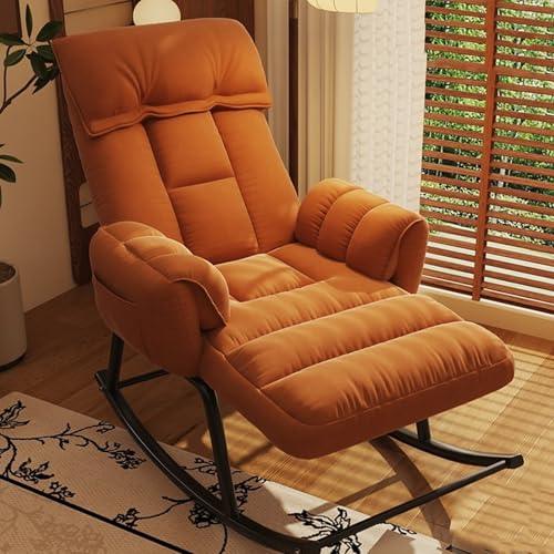 Mecedora Adulto Sillón Mecedora Material de Terciopelo, Respaldo Y Reposapiés Ajustables, Diseño Antivuelco, Sillón...