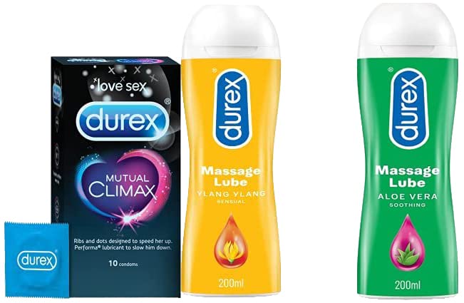 Durex Mutual Climax Condoms for Men & Women & Lube Aloe Massage and