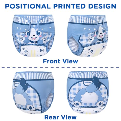 Image of Littleforbig Washable Adjustable Reusable Waterproof Cloth Adult Diaper Wrap Cover- Little Blue L