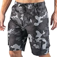 Kanu Surf Men's Barracuda Swim Trunks (Regular & Extended Sizes), Camo Black, Medium