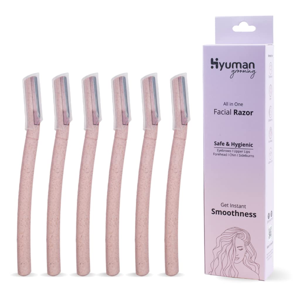 Hyuman® Facial Razor for Women - Pack of 6, Facial Hair Remover razor with German Stainless Steel Blade | Shaver for Facial Hair, Chin, Upper lip, Forehead