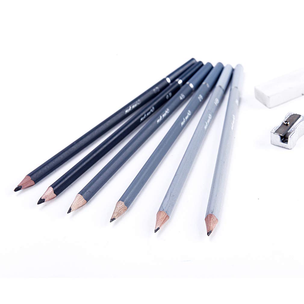 YYMIYU Juego de lápiz de dibujo de 8 piezas Juego de lápiz triangular que incluye un cuchillo de goma