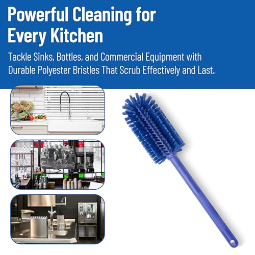Image of SPARTA Large Water Bottle Brush Ideal for Wide-Mouth Jars, Bottles and Tumblers, Dishwashing Tool with Handle for Home and Commercial Kitchens, Plastic, 16 Inches, Blue
