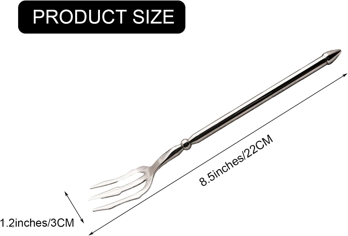 Stainless Steel Dinner Fork,Meat Cooking Gourmet Steak Round Handle Long Handle Fork Used In Kitchen Restaurant,2 Pieces,Silver.