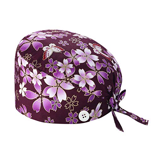 Cap FüR KüChe Krankenhaus Frauen MäNner äRzte Kappen Mit Knopf Und Baumwolle SchweißBand Schrubben Hut FüR Frauen Und MäNner Op Haube Chirurgische Hut Verstellbar KochmüTze Cover