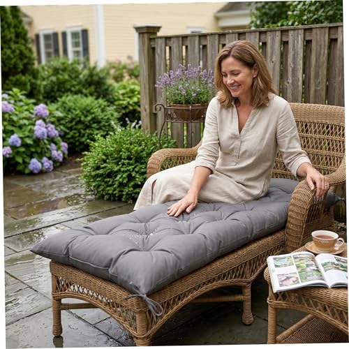 Coussin de banc d extérieur gris foncé imperméable de 100x50 cm avec sangles - 5