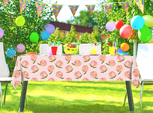 Buxiuer Peach Tablecloth Summer Sweet As A Peach Girls Birthday Party Decoration Disposable Plastic Table Cloth Table Cover Dining Room Kitchen Indoor Outdoor Decor 54 X108 Inch -Pack Of 2 #TOP4