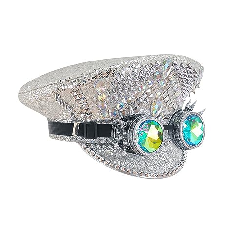 Chapeau style gothique punk de qualité supérieure avec diamants et rivets - 3