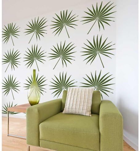 Palmetto Leaf Wall Stencil - Modern Wall Stencils for Painting Walls - Reusable Tropical Leaves Pattern for Room Makeover - Alternative to Wallpaper