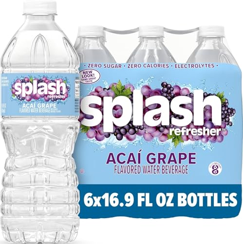 Image of SPLASH REFRESHER Flavored Water Bottles, Acai Grape Flavor - 6-Pack, 16.9 Fl Oz - Refreshing Flavored Bottled Water with Electrolytes - Zero Sugar & Zero Calories