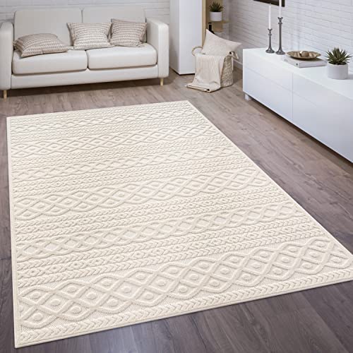 Paco Home Alfombra Salon De Habitacion Cocina Exterior Terraza Jardin Motivo Nordica Motivo Boho Chic Lisa, Tamaño:60x100 Cm, Color:Crema 4 Paco Home Alfombra Salon De Habitacion Cocina Exterior Terraza Jardin Motivo Nordica Motivo Boho Chic Lisa, Tamaño:60x100 Cm, Color:Crema 4
