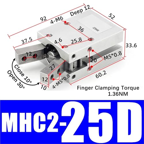 Cylindre pneumatique MHC2-25D évite les chutes de serrage