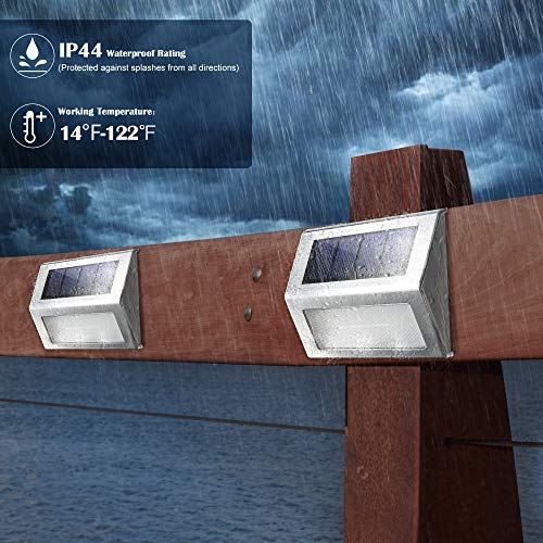 Image of Solar Step Lights 8 Pack Stainless Steel Bright Solar Powered Deck Lights Weatherproof Outdoor Lighting for Steps Stairs Decks Fences Paths Patio Pathway Green Light