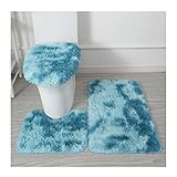 CYlovinho 3 Pcs Bath Rugs Set, Bath Rug + Contour Mat + Toilet Seat Cover, Super Soft Microfiber Water Absorbent and Non-Slip Bathroom Rugs with PVC Point Rubber Backing, Machine Washable