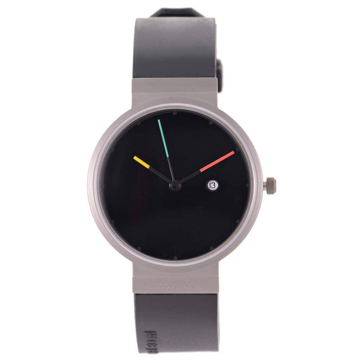 Jacob Jensen Men's Black Dial Casual Watch Rubber Strap - 640