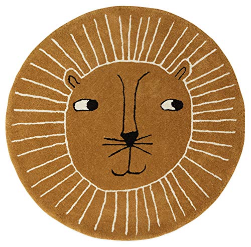 OYOY Mini Lion Rug - Runder Kinderzimmer Teppich Löwen Kopf - Kinder Spielteppich für Jungen und...