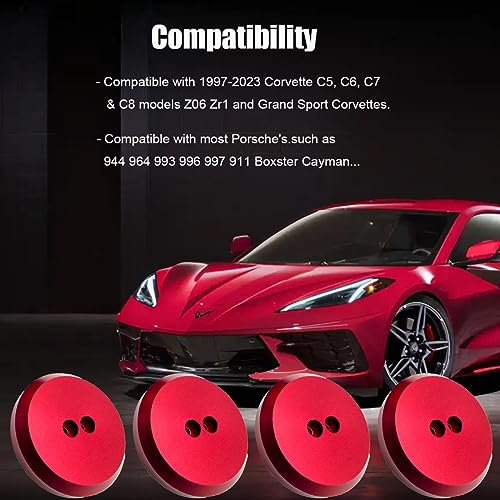 Image of 4 Packs Jack Pad Adapter, Aluminum Jacking Puck, Billet Floor Jack Pads Compatible with Chevrolet Corvette C5 C6 C7 C8 Z06 Zr1 and Most Porsche Frame Rail (Red)