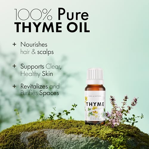 Image of Esslux Thyme Essential Oil 100% Pure Therapeutic Grade Thyme Essential Oils for Hair Growth, Skin, Diffuser & Snoring - 120 ML