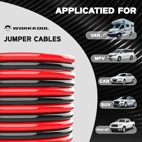 WORKKOOL 6 Gauge 16 Ft Jumper Cables