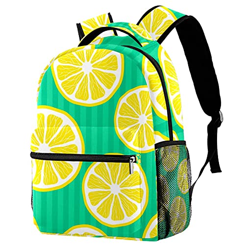 Sac à dos motif rayures citron avec rangement bouteille intégré
