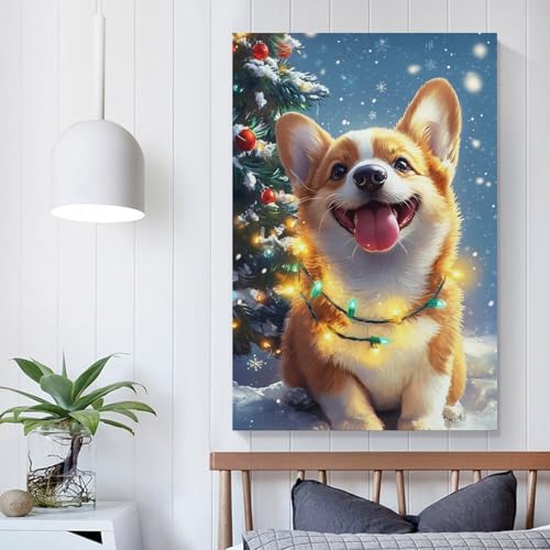 Lienzo de Corgi de 50x75cm para decorar paredes vacias de dormitorios oscuros 5