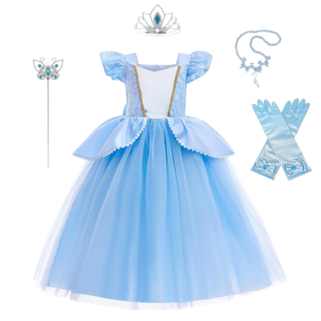 Lito Angels Costume da principessa delle fiabe, blu con accessori, per bambini e bambine