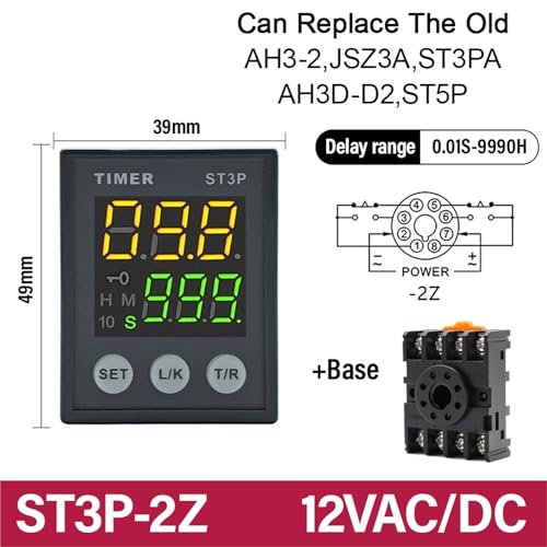Relais temporisé LCD ST3P 12V AC DC programmable avec minuterie de précision